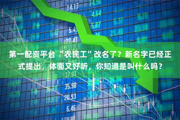 第一配资平台 “农民工”改名了？新名字已经正式提出，体面又好听，你知道是叫什么吗？